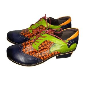 Socofy Colorful Fun Oxfords with Block Heel - New